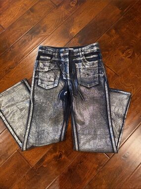 Bluivy Metallic Silver Straight Leg Jeans